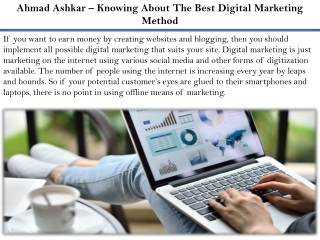 Ahmad Ashkar – Knowing About The Best Digital Marketing Method