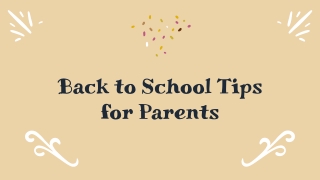 Back to School Tips for Parents