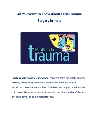 All You Want To Know About Facial Trauma Surgery in India