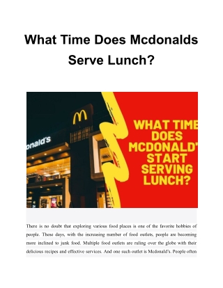 What Time Does Mcdonalds Serve Lunch