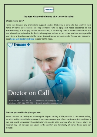 The Best Place to Find Home Visit Doctor in Dubai