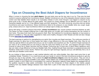 Tips on Choosing the Best Adult Diapers for Incontinence