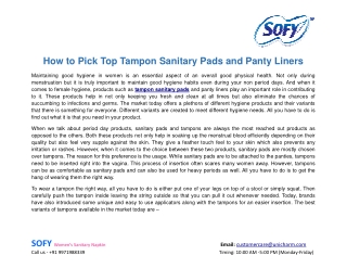 How to pick top tampon sanitary pads and panty liners