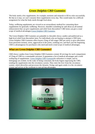 Green Dolphin CBD Gummies: Pricing and Where to Buy