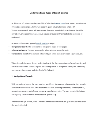 Understanding 3 Types of Search Queries