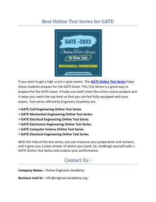 Best Online Test Series for Gate