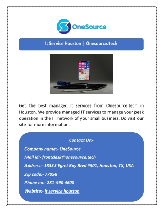 It Service Houston | Onesource.tech