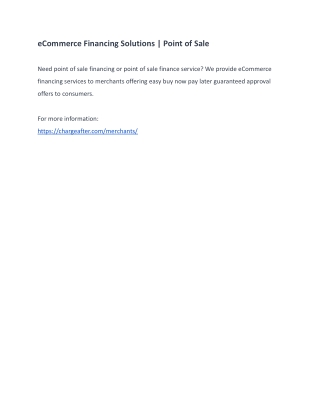 eCommerce Financing Solutions | Point of Sale
