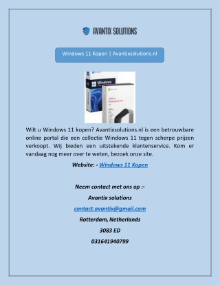 Windows 11 Kopen | Avantixsolutions.nl
