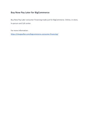 Buy Now Pay Later for BigCommerce