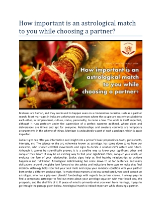 Astrological match to you while choosing a partner