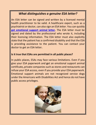 What distinguishes a genuine ESA letter