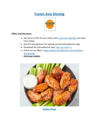 5% Off - Fusion Asia Glenelg Restaurant Menu, SA