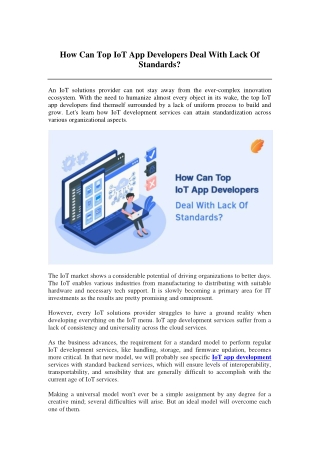 How Can Top IoT App Developers Deal With Lack Of Standards