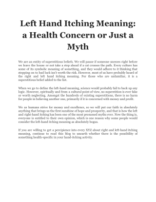 Left Hand Itching Meaning_ a Health Concern or Just a Myth