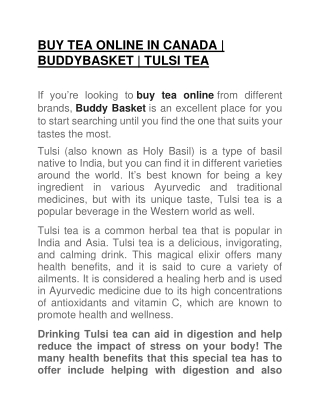 BUY TEA ONLINE IN CANADA-BUDDYBASKET