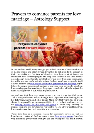 Prayers to convince parents for love marriage – Astrology Support