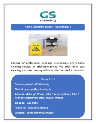 Home Cleaning Services | Gscleaning.ie