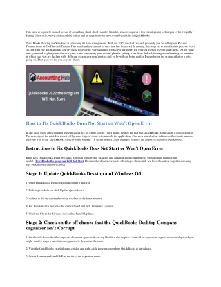 QuickBooks Desktop Doesn't Start or Won't Open
