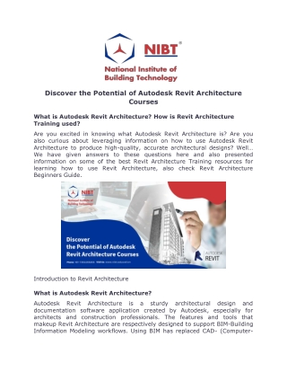 Discover the Potential of Autodesk Revit Architecture Courses