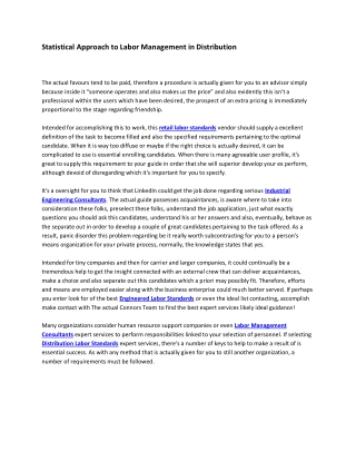 Statistical Approach to Labor Management in Distribution