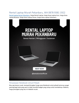 Rental Laptop Murah Pekanbaru, WA 0878 9381 1922