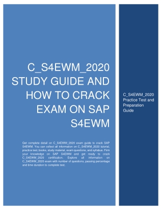 C_S4EWM_2020 Study Guide and How to Crack Exam on SAP S4EWM