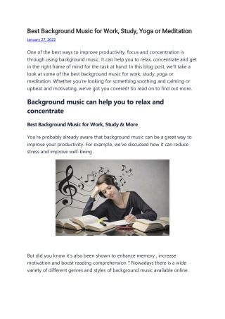 Best Background Music for Work, Study, Yoga or Meditation