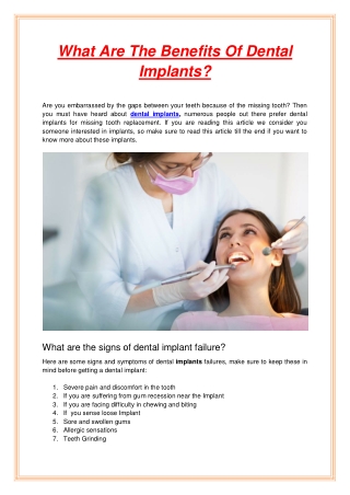 What Are The Benefits Of Dental Implants
