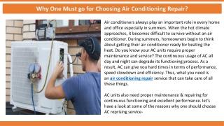 Why One Must go for Choosing Air Conditioning Repair?