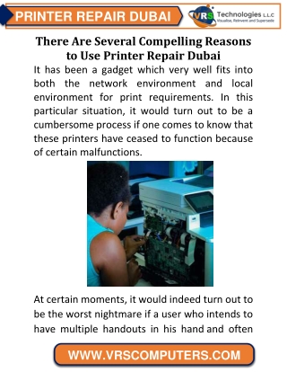 There Are Several Compelling Reasons to Use Printer Repair Dubai