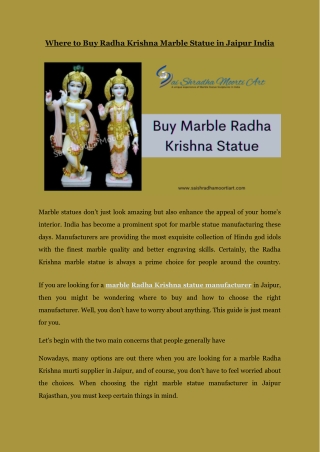 Buy Radha Krishna Marble Statue