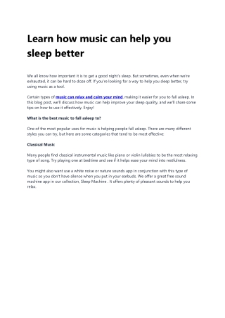 Learn how music can help you sleep better