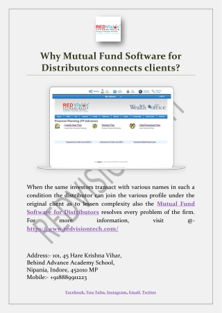 Why Mutual Fund Software for Distributors connects clients