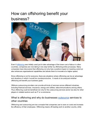 How can offshoring benefit your business?