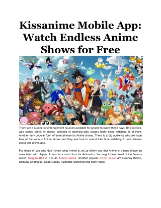 Kissanime Mobile App_ Watch Endless Anime Shows for Free