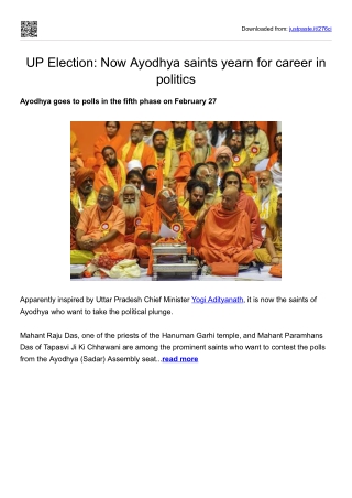 UP Election- Now Ayodhya saints yearn for career in politics