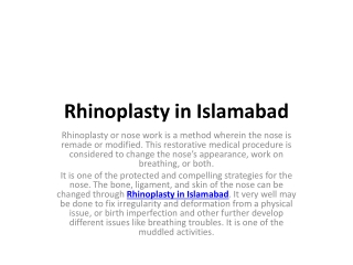 Rhinoplasty in Islamabad