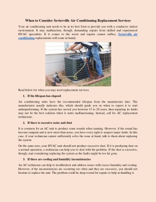 When to Consider Sevierville Air Conditioning Replacement Services