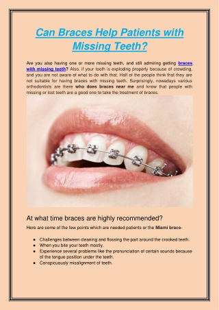 Can Braces Help Patients with Missing Teeth
