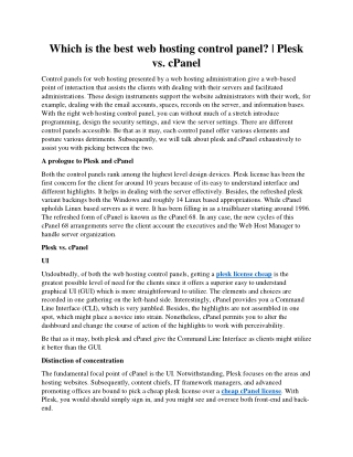 Which is the best web hosting control panel  Plesk vs. cPanel