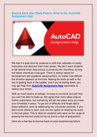 Bounce Back after Study Failure- What to Do AutoCAD Assignment Help