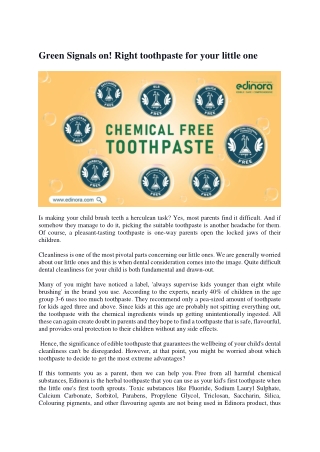 Green Signals on! Right toothpaste for your little one