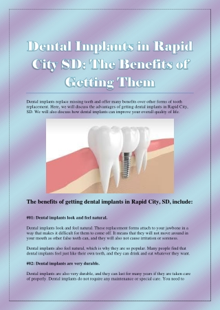 Dental Implants in Rapid City SD The Benefits of Getting Them