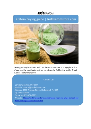 Kratom buying guide | Justkratomstore.com