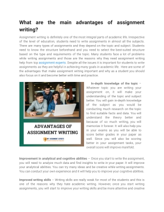 What are the main advantages of assignment writing