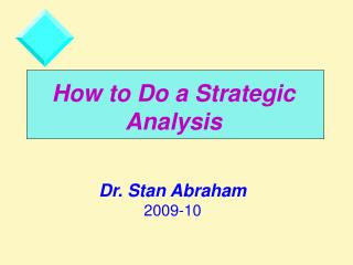 How to Do a Strategic Analysis