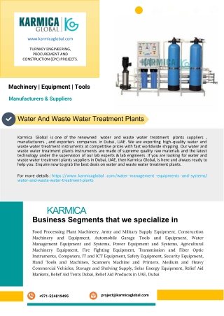 Water And Waste Water Treatment Plants Suppliers