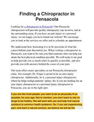 Pensacola Chiropractor FL
