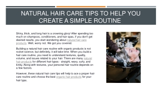 Natural Hair Care Tips to Help You Create A Simple Routine